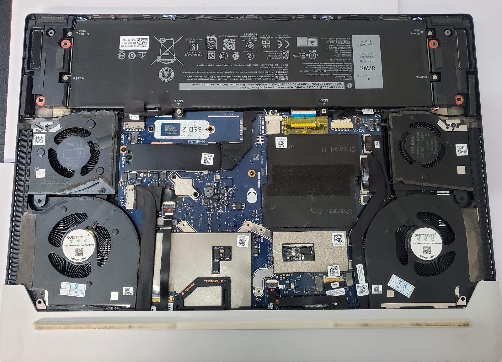 Alienware X17 R2 Cooling fan & Top Case Keyboard assembly Replacement